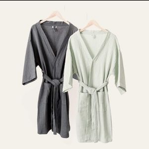 100% Cotton Bathen Waffle Knit Bathrobe - charcoal